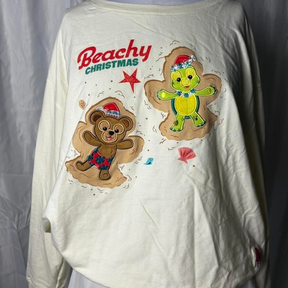 Rare Disney Aulani Beachy Christmas Duffy Olu Mel Sweatshirt Hawaii Pullover L